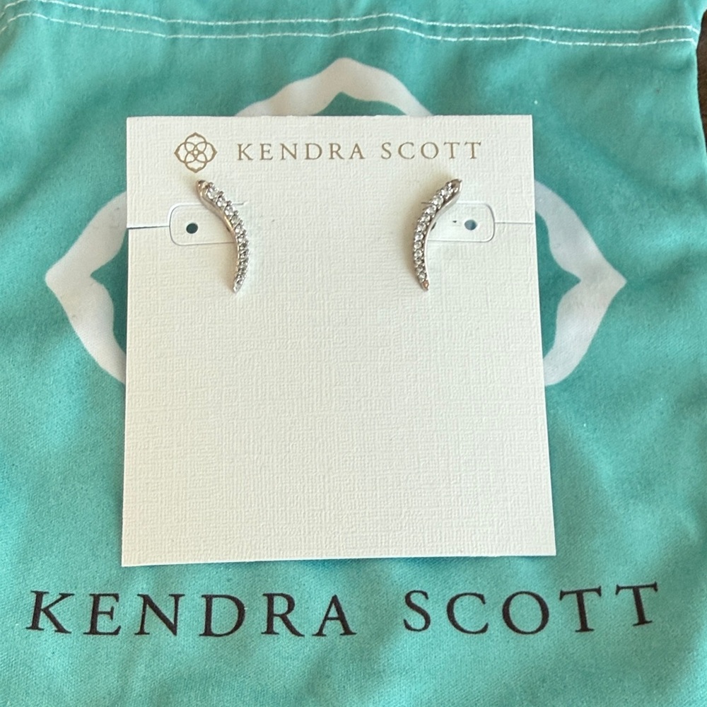 Kendra Scott Sparkling Silver Crescent Earrings
